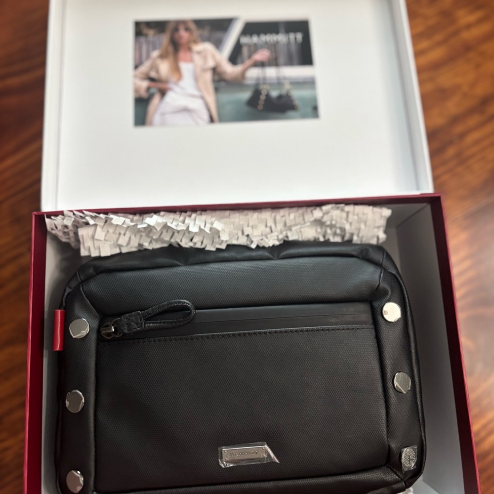 Hammitt Black Leather Travel Bag Del Mar Dopp Kit